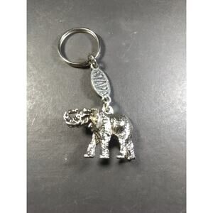 Ixtapa Keychain Silver Tone Elephant Trunk Up Good Luck Stands